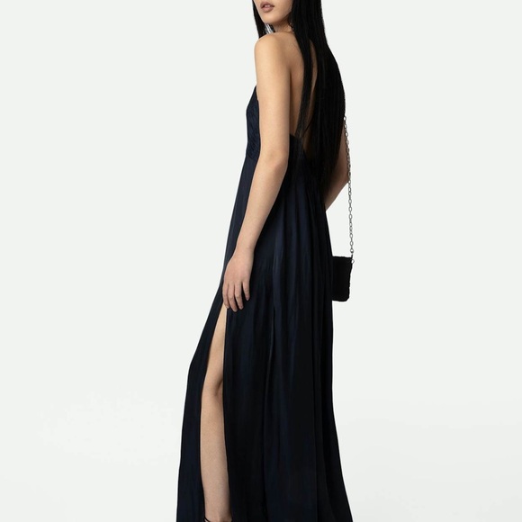 Zadig & Voltaire NWT Satin Rayon Dress size S color Encre (Deep Blue) - Picture 3 of 5